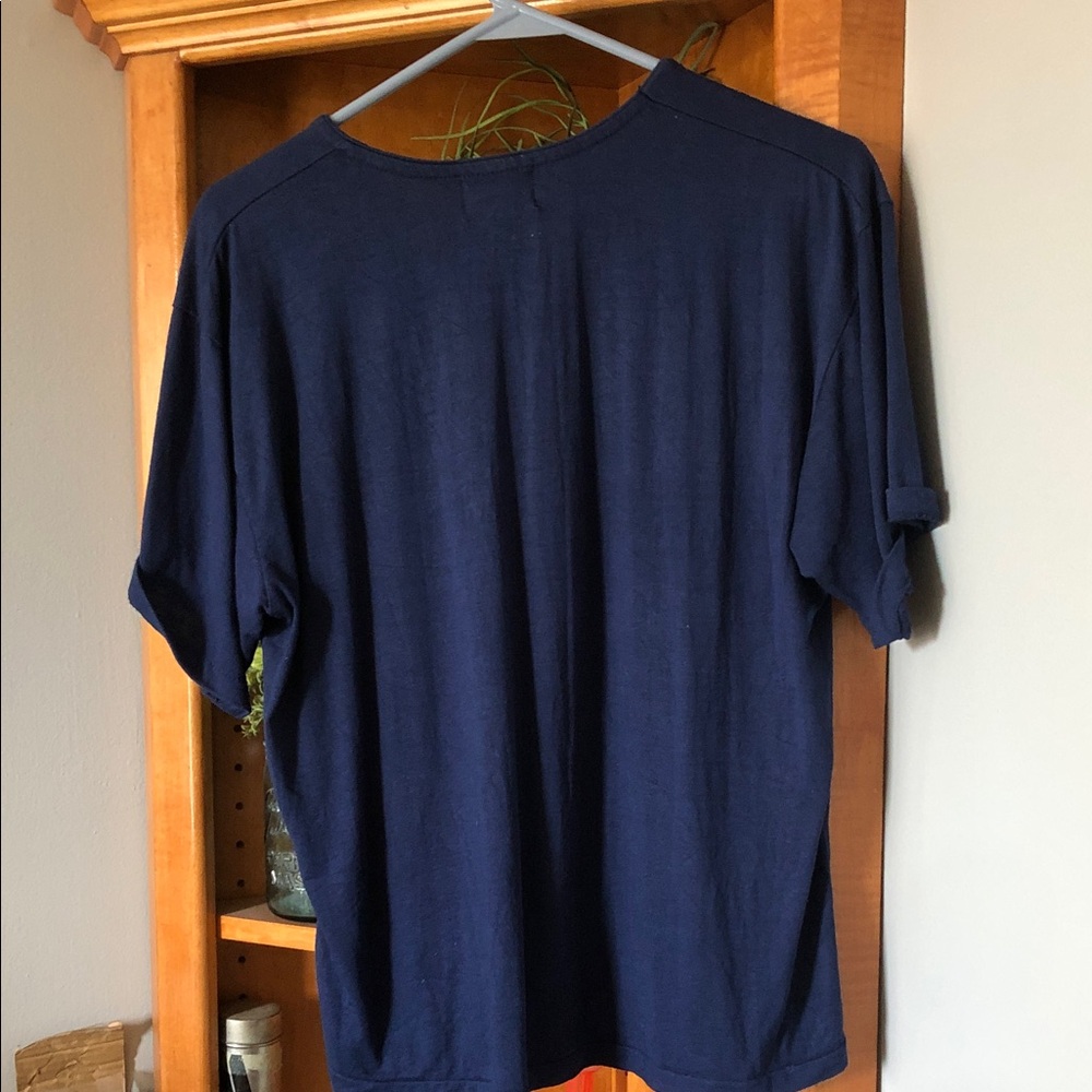 CHANEL Navy Tee with Gold Logo Embroidery - Picture 3 of 4